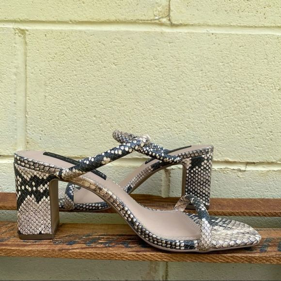 New Steven by Steve Madden Jersey Snake Leather Block Heel Sandals Size 7.5 - Picture 6 of 11